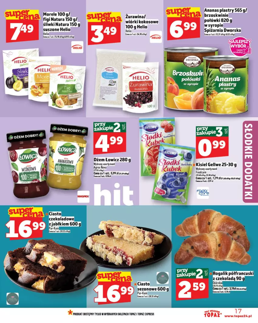 Gazetka promocyjna Topaz - Gazetka - ważna 20.11 do 26.11.2025 - strona 17 - produkty: Ananas, Dżem, Figi, Helio, Kisiel, Kokos, Syrop, Top, Wiórki kokosowe