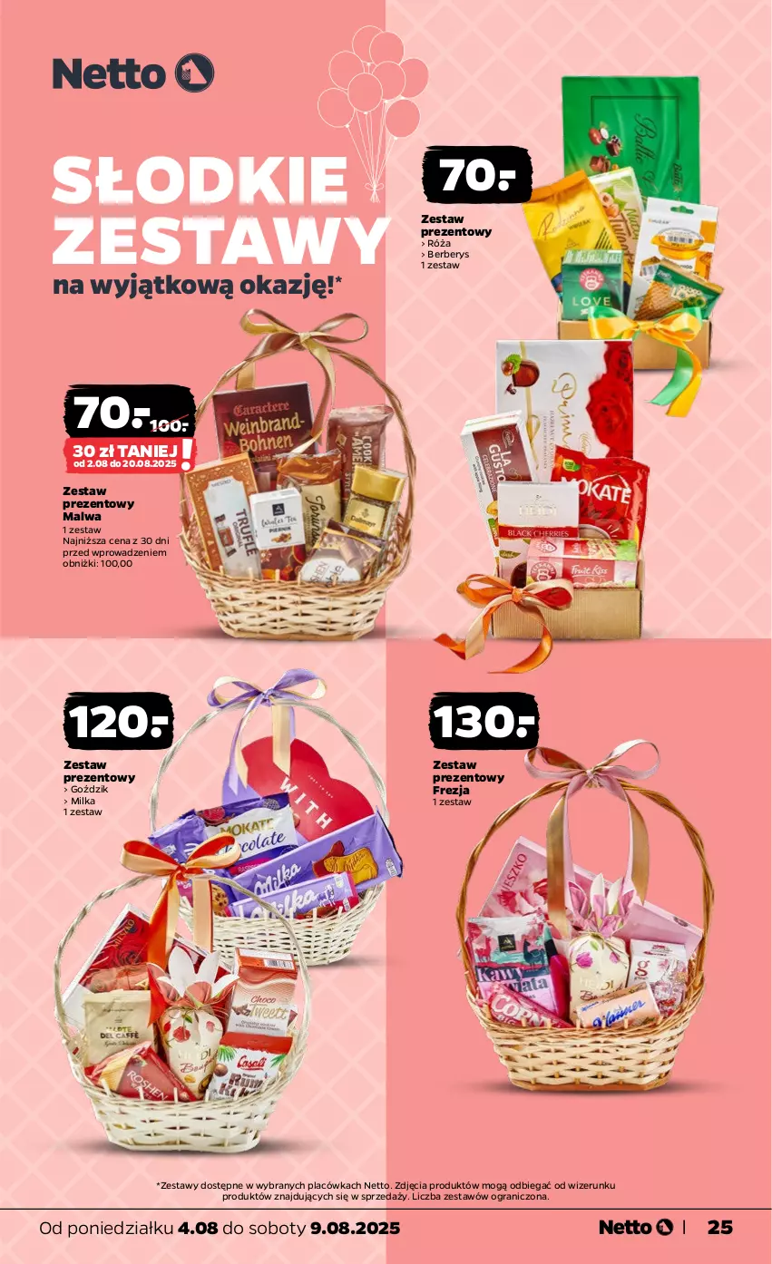 Gazetka promocyjna Netto - Od Poniedziałku - ważna 04.08 do 09.08.2025 - strona 25 - produkty: Gra, Milka, Róża, Zestaw prezentowy