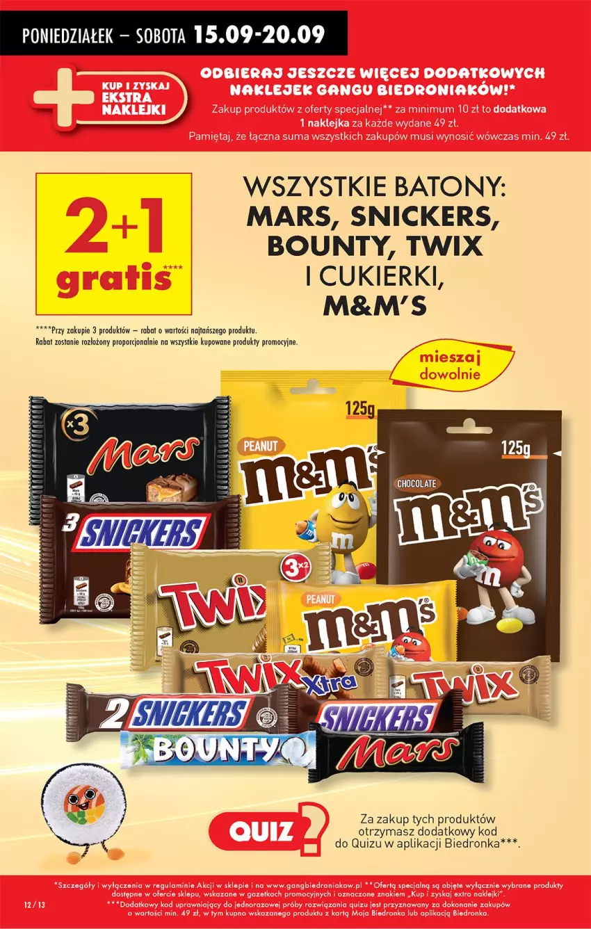 Gazetka promocyjna Biedronka - Od Poniedziałku - ważna 15.09 do 20.09.2025 - strona 16 - produkty: Baton, Bounty, Cukier, Cukierki, Mars, Por, Snickers, Twix
