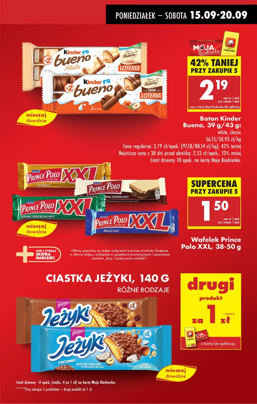 Gazetka promocyjna Biedronka - Od Poniedziałku - ważna 15.09 do 20.09.2025 - strona 17 - produkty: Baton, Ciastka, Gra, Jeżyki, Kinder, Kinder Bueno, Klej, Prince Polo