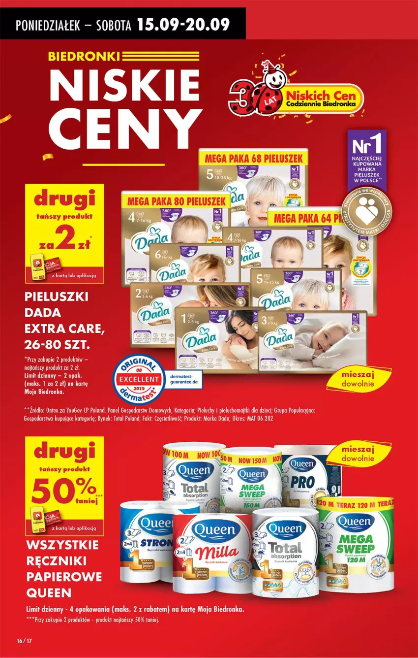 Gazetka promocyjna Biedronka - Od Poniedziałku - ważna 15.09 do 20.09.2025 - strona 20 - produkty: Dada, Dzieci, Fa, Majtki, Papier, Pieluchomajtki, Pieluchy, Ręcznik, Ręczniki papierowe