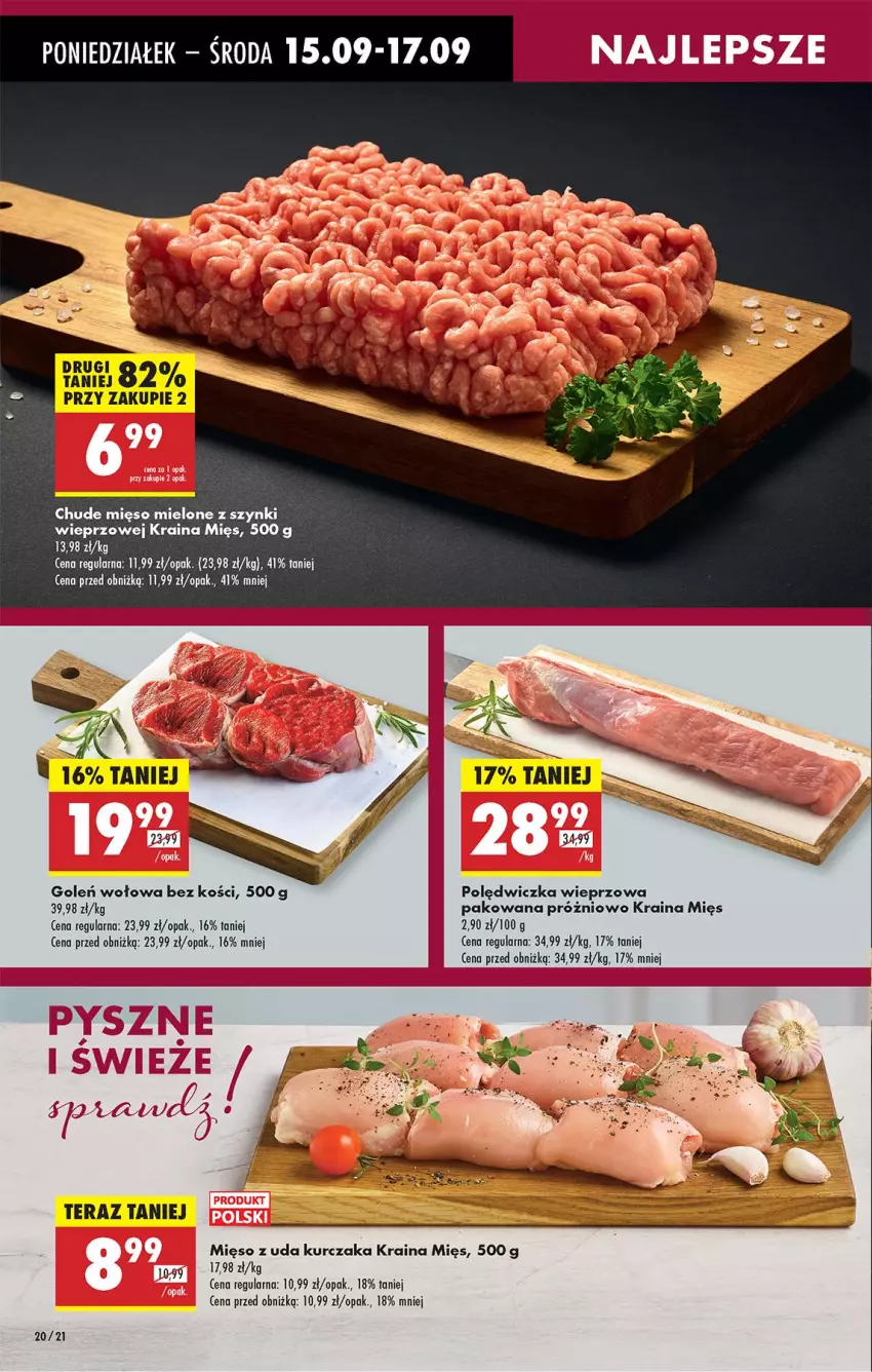 Gazetka promocyjna Biedronka - Od Poniedziałku - ważna 15.09 do 20.09.2025 - strona 24 - produkty: Kurczak, Mięso, Mięso mielone, Mięso mielone z szynki, Mięso z uda kurczaka, Polędwiczka wieprzowa
