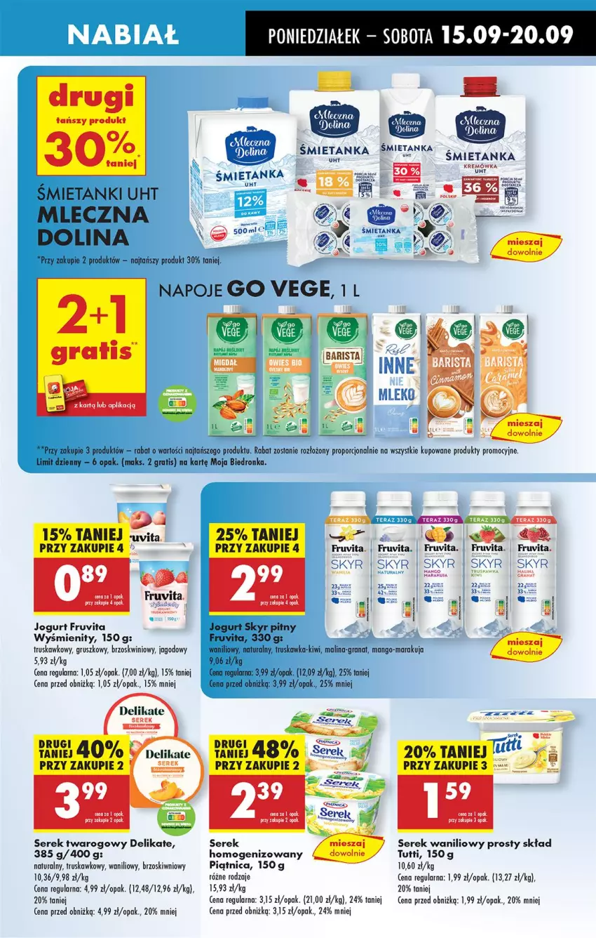 Gazetka promocyjna Biedronka - Od Poniedziałku - ważna 15.09 do 20.09.2025 - strona 35 - produkty: Fa, Gra, Granat, Jogurt, Kiwi, Kremówka, LG, Mango, Mleko, Por, Ser, Serek, Serek homogenizowany, Serek twarogowy, Tera