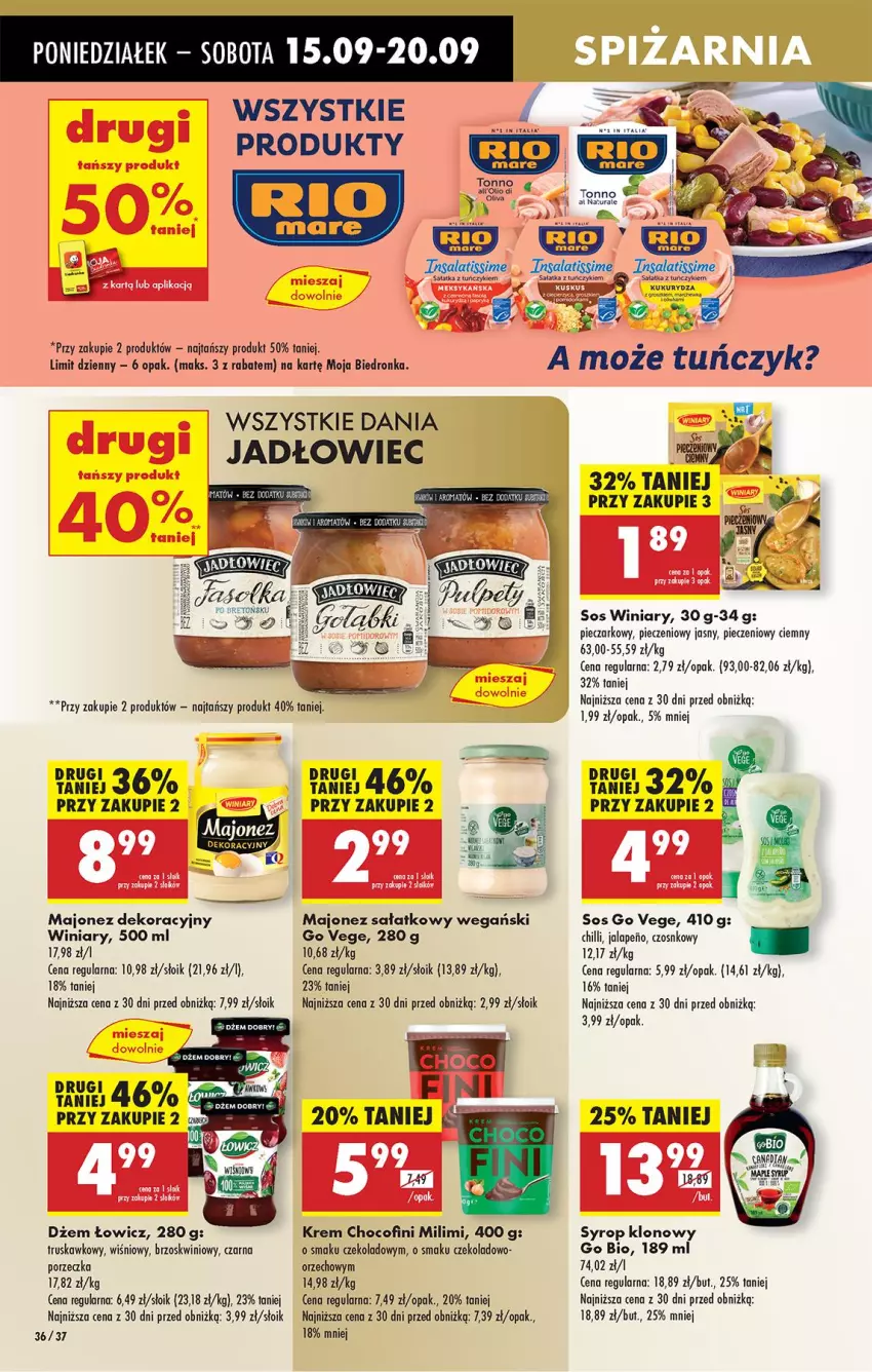 Gazetka promocyjna Biedronka - Od Poniedziałku - ważna 15.09 do 20.09.2025 - strona 40 - produkty: Dżem, Fa, Majonez, Majonez sałatkowy, Piec, Por, Sałat, Sałatka, Sos, Syrop, Winiary