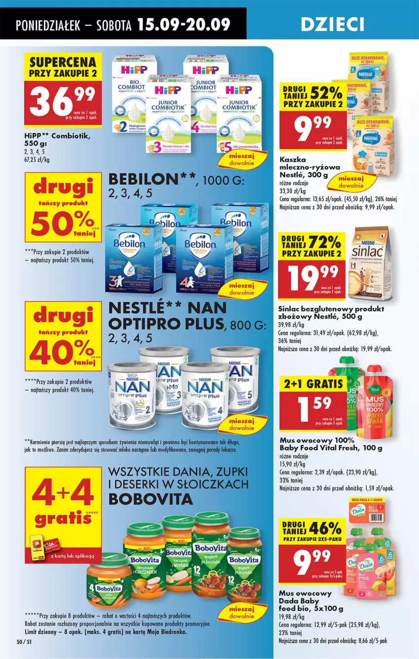 Gazetka promocyjna Biedronka - Od Poniedziałku - ważna 15.09 do 20.09.2025 - strona 54 - produkty: BoboVita, Dada, Deser, Dzieci, Gra, HiPP, Karmi, Leon, Mleko, Mus, NAN Optipro, O nas, Por, Ryż, Ser, Sinlac