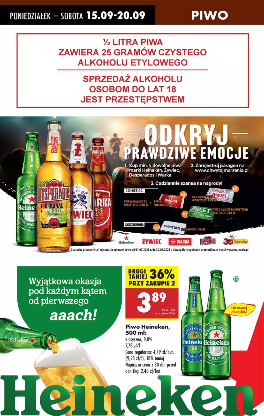 Gazetka promocyjna Biedronka - Od Poniedziałku - ważna 15.09 do 20.09.2025 - strona 70 - produkty: Desperados, Heineken, Piwa, Warka