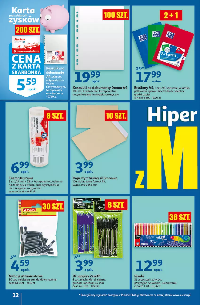 Gazetka promocyjna Auchan - Hiperoszczędzanie w wersji Maxi Paki Hipermarkety - ważna 16.09 do 22.09.2021 - strona 12 - produkty: Biuro, Długopis, Kosz, LG, Lion, Papier, Por, Tran