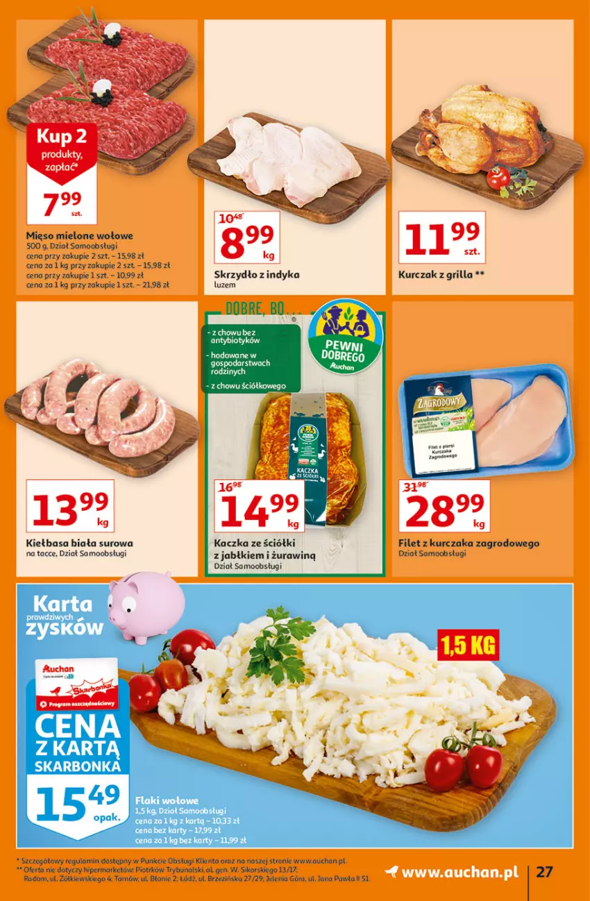 Gazetka promocyjna Auchan - Hiperoszczędzanie w wersji Maxi Paki Hipermarkety - ważna 16.09 do 22.09.2021 - strona 27 - produkty: Grill, Kaczka, Kiełbasa, Kiełbasa biała, Kurczak, Mięso, Mięso mielone