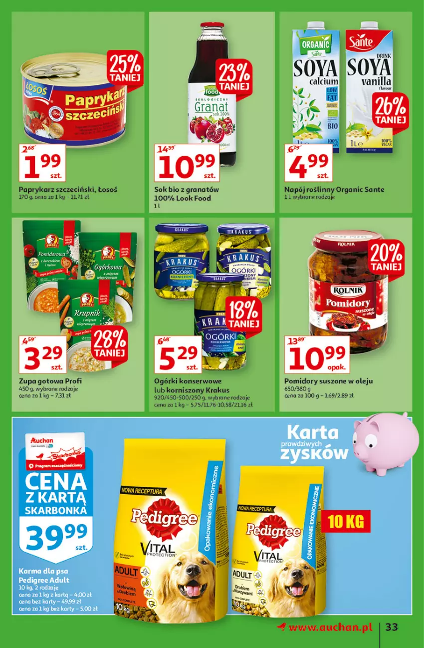 Gazetka promocyjna Auchan - Hiperoszczędzanie w wersji Maxi Paki Hipermarkety - ważna 16.09 do 22.09.2021 - strona 33 - produkty: Calcium, Gra, Granat, Korniszony, Krakus, Napój, Napój roślinny, Ogórki konserwowe, Olej, Papryka, Paprykarz, Paprykarz szczeciński, Pomidory, Sante, Ser, Sok, Zupa