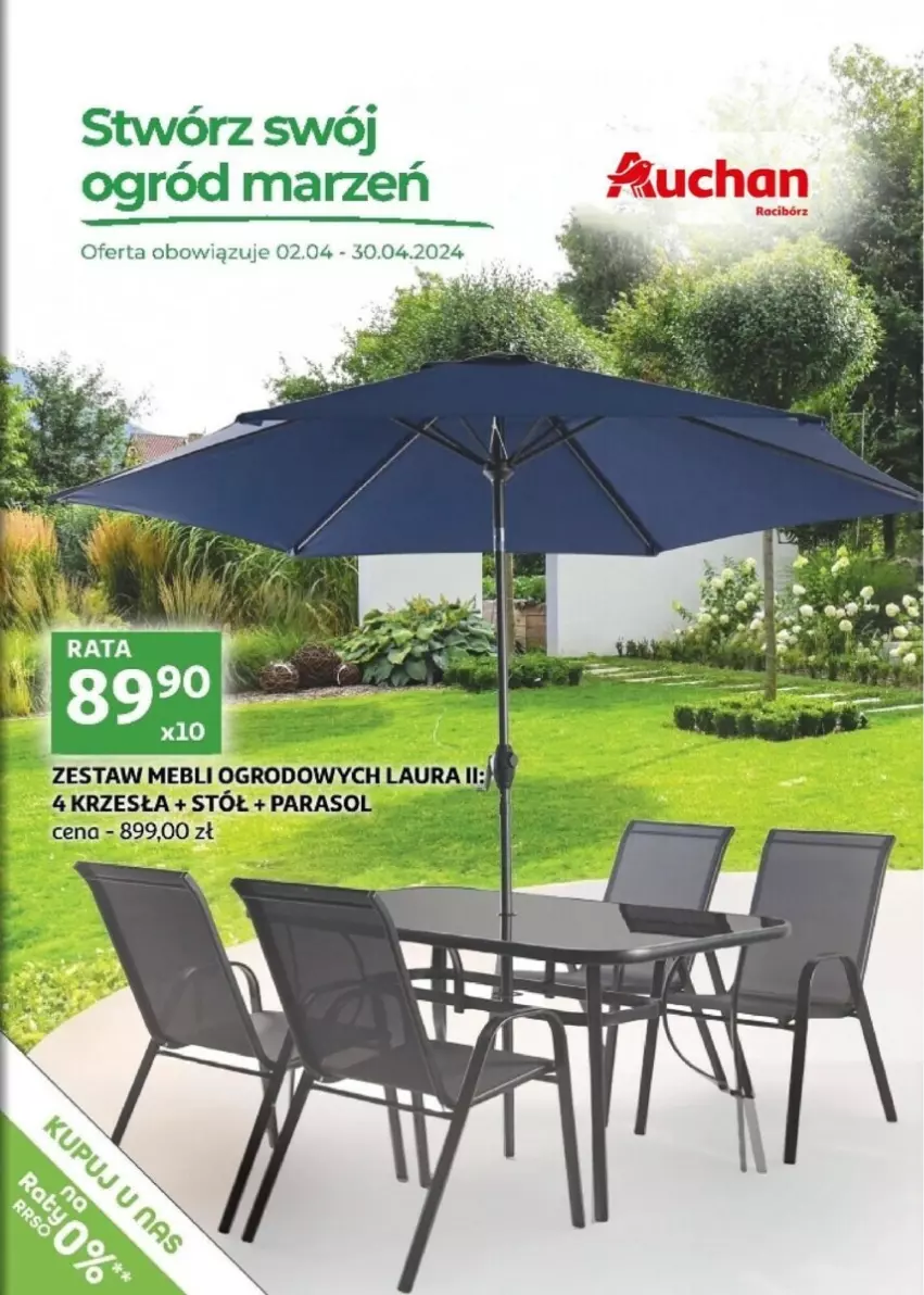 Gazetka promocyjna Auchan - ważna 02.04 do 30.04.2024 - strona 1 - produkty: Laur, Ogród, Parasol, Stół