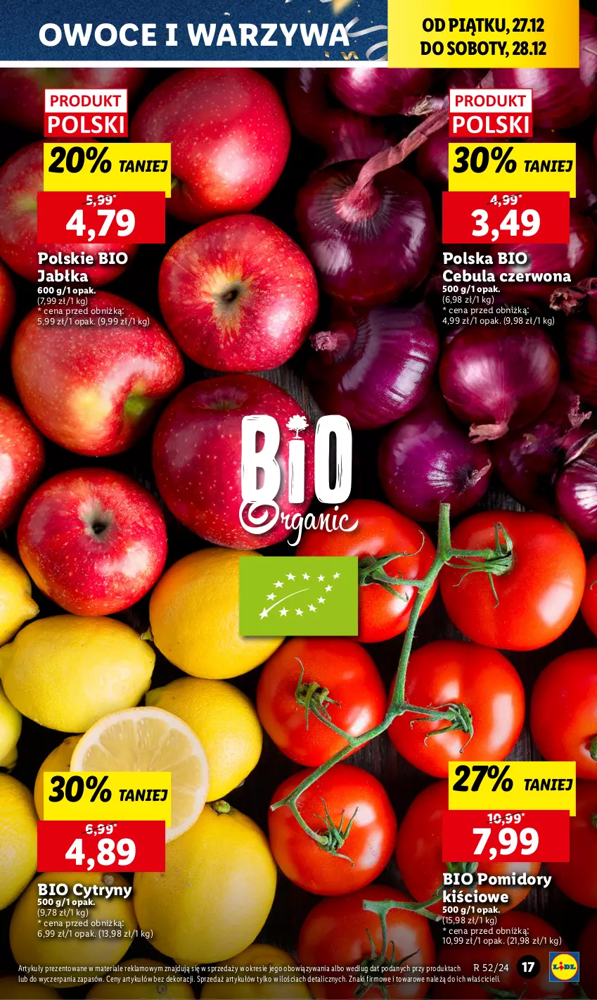 Gazetka promocyjna Lidl - GAZETKA - ważna 27.12 do 28.12.2024 - strona 19 - produkty: Cebula, Cebula czerwona, Cytryny, Jabłka, Owoce, Pomidory, Warzywa