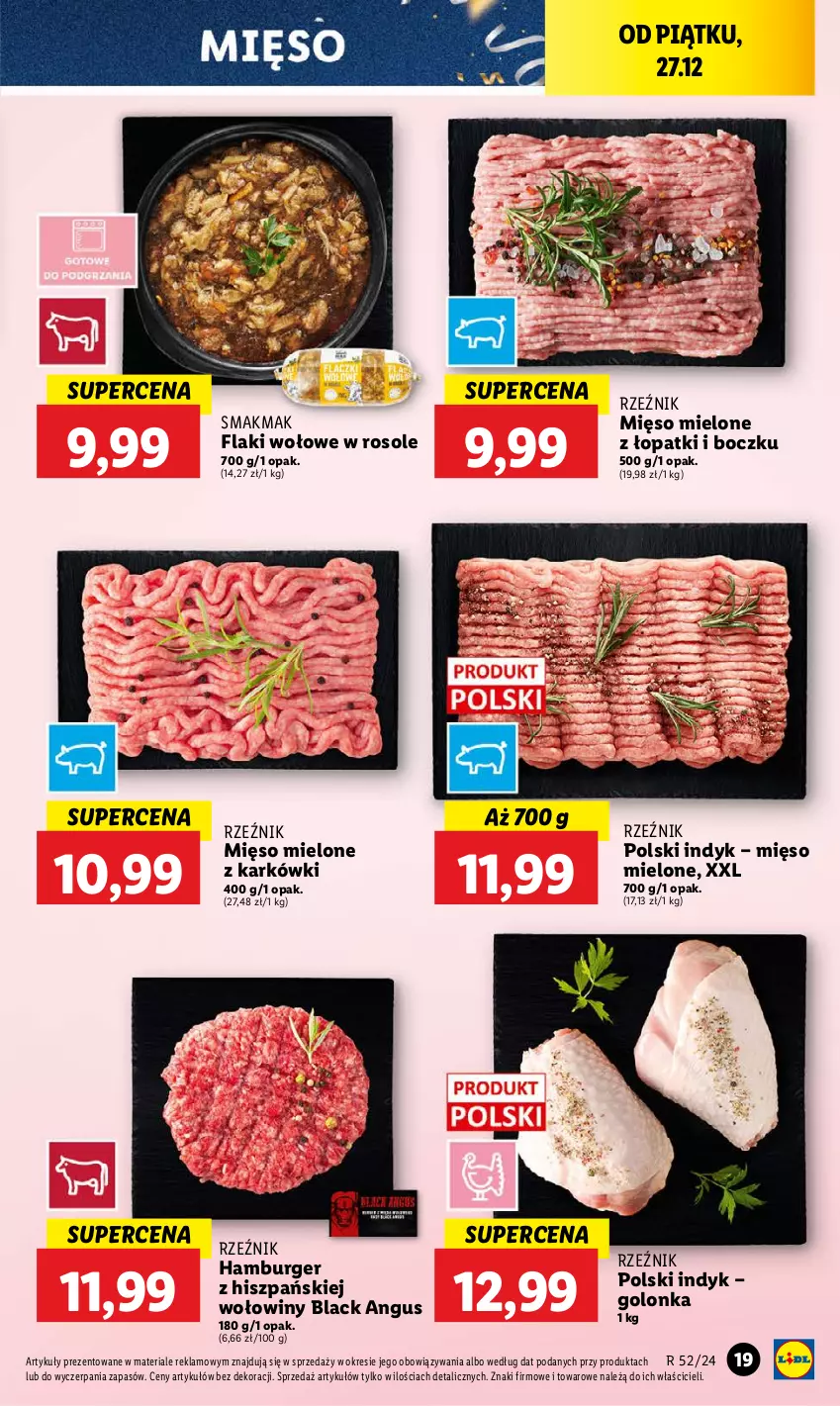 Gazetka promocyjna Lidl - GAZETKA - ważna 27.12 do 28.12.2024 - strona 21 - produkty: Burger, Flaki, Flaki wołowe, Hamburger, Lack, Mięso, Mięso mielone