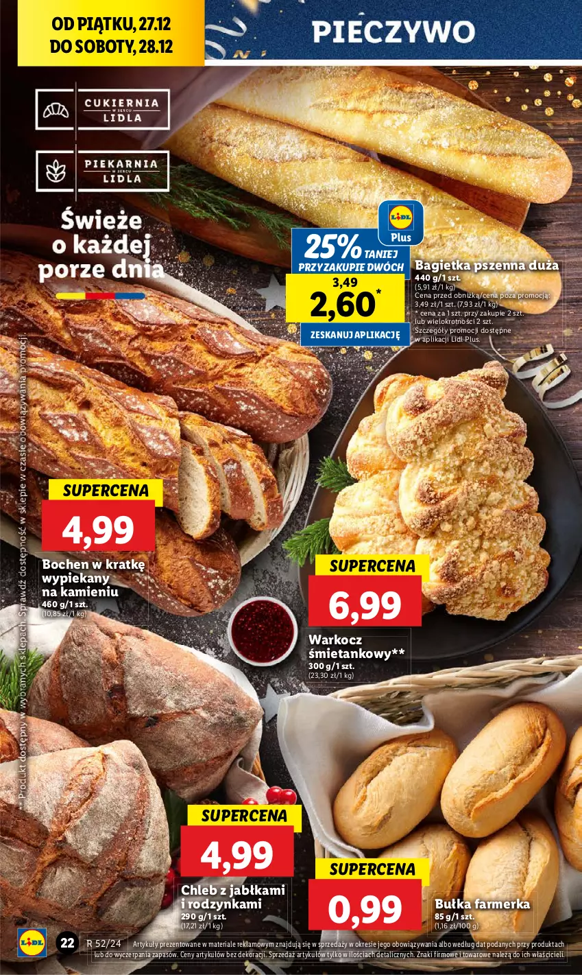 Gazetka promocyjna Lidl - GAZETKA - ważna 27.12 do 28.12.2024 - strona 24 - produkty: Bagietka, Bagietka pszenna, Bułka, Chleb, Fa, Jabłka, Koc