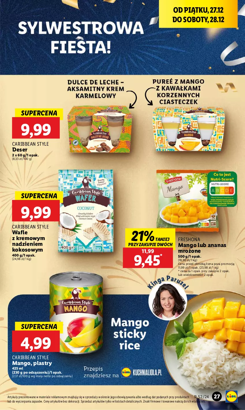 Gazetka promocyjna Lidl - GAZETKA - ważna 27.12 do 28.12.2024 - strona 31 - produkty: Ananas, Deser, Kokos, Mango, Ser, Wafle