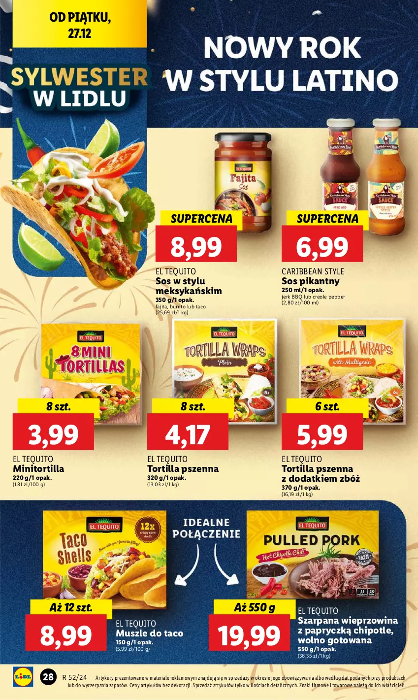 Gazetka promocyjna Lidl - GAZETKA - ważna 27.12 do 28.12.2024 - strona 32 - produkty: Fa, Mus, Sos, Tortilla, Wieprzowina