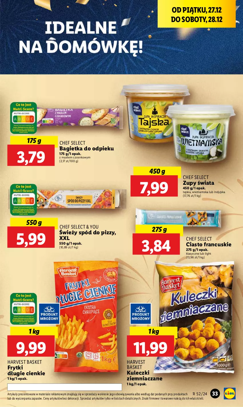 Gazetka promocyjna Lidl - GAZETKA - ważna 27.12 do 28.12.2024 - strona 37 - produkty: Bagietka, Ciasto francuskie, Frytki, Spód do pizzy