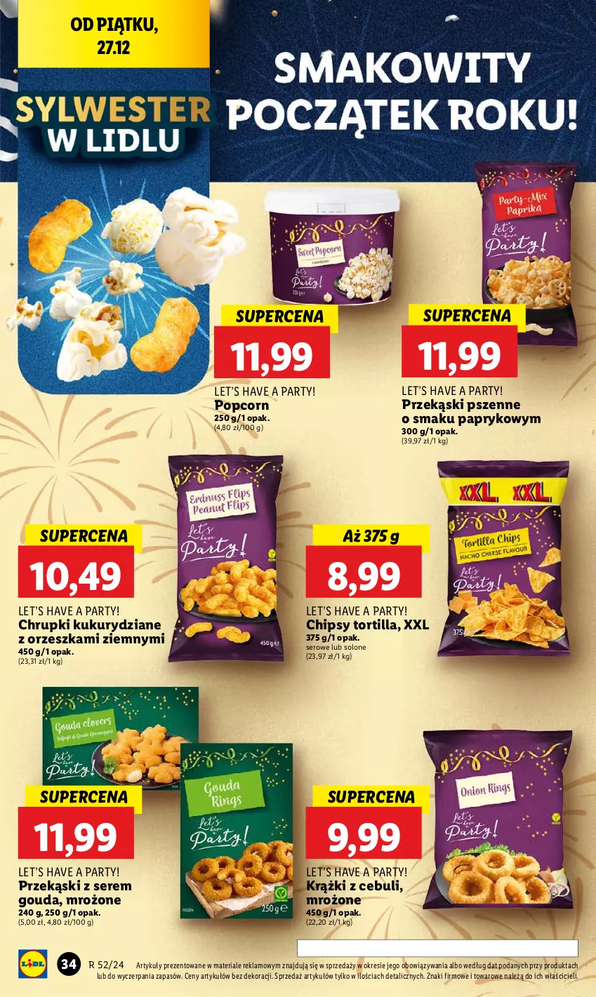 Gazetka promocyjna Lidl - GAZETKA - ważna 27.12 do 28.12.2024 - strona 38 - produkty: Chipsy, Chrupki, Gouda, Popcorn, Ser, Tortilla