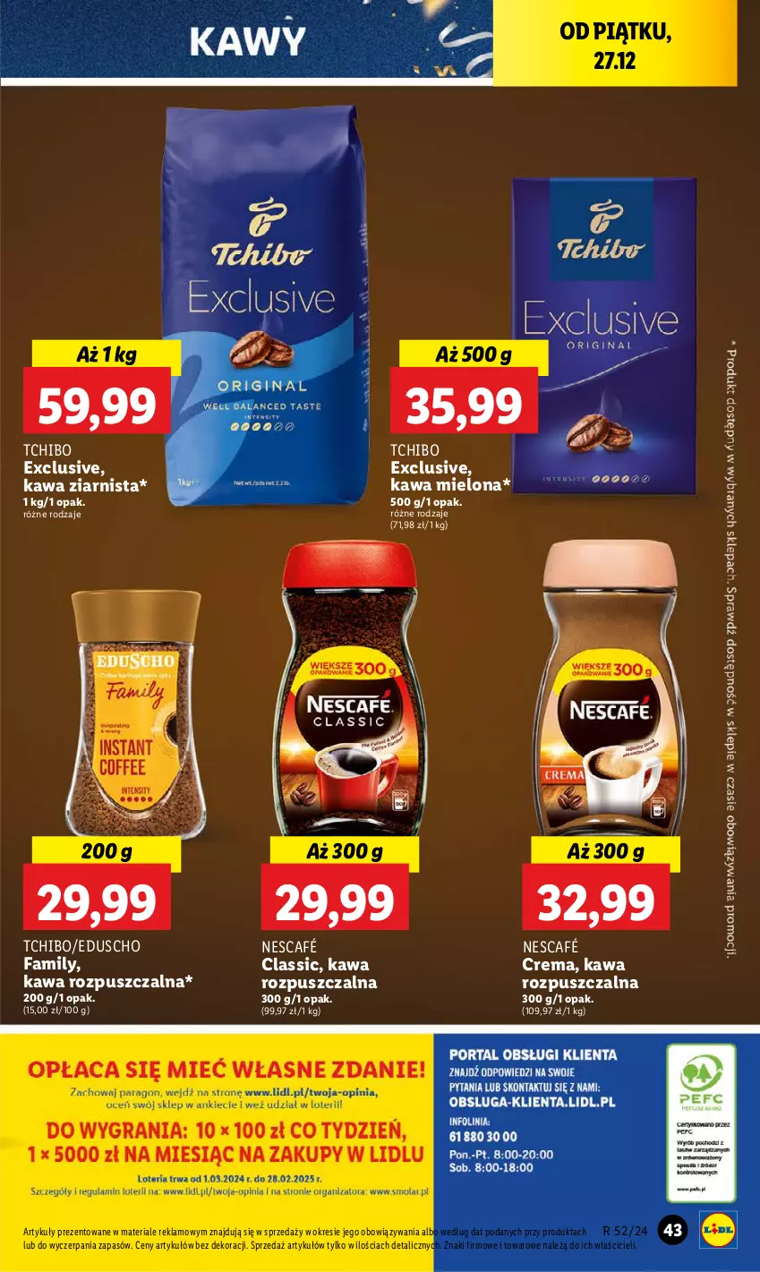 Gazetka promocyjna Lidl - GAZETKA - ważna 27.12 do 28.12.2024 - strona 49 - produkty: Fa, Kawa, Kawa mielona, Kawa rozpuszczalna, Kawa ziarnista, Nescafé, Tchibo