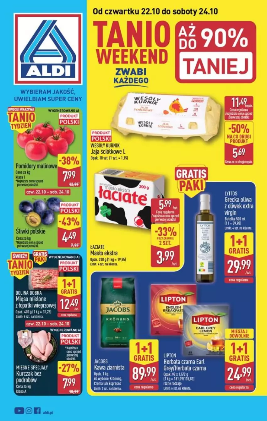 Gazetka promocyjna Aldi - Oferta weekendowa - ważna 22.10 do 24.10.2026 - strona 1 - produkty: Fa, Herbata, Herbata czarna, Jacobs, Lipton, Oliwa