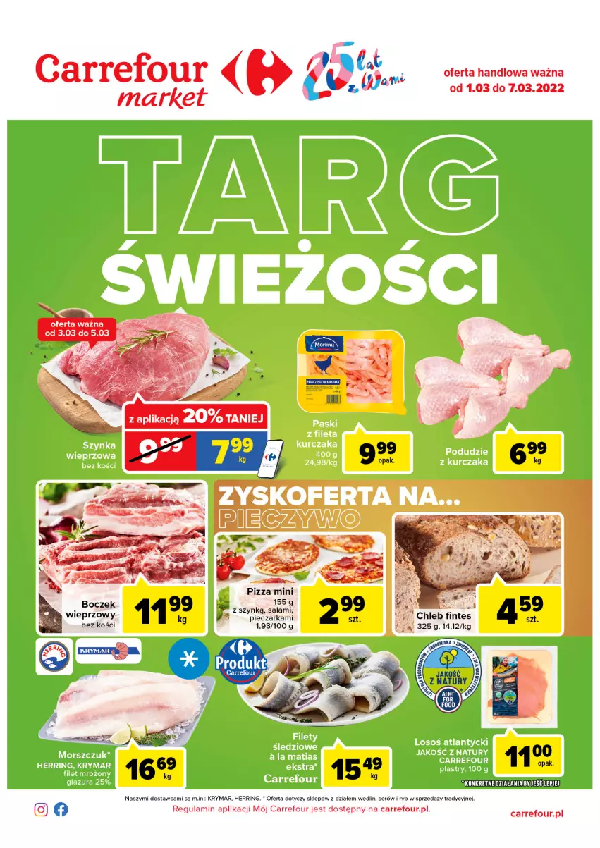 Gazetka promocyjna Carrefour - Gazetka Express - ważna 22.02 do 28.02.2022 - strona 1 - produkty: Boczek, Chleb, Piec, Pieczarka, Pizza, Ser