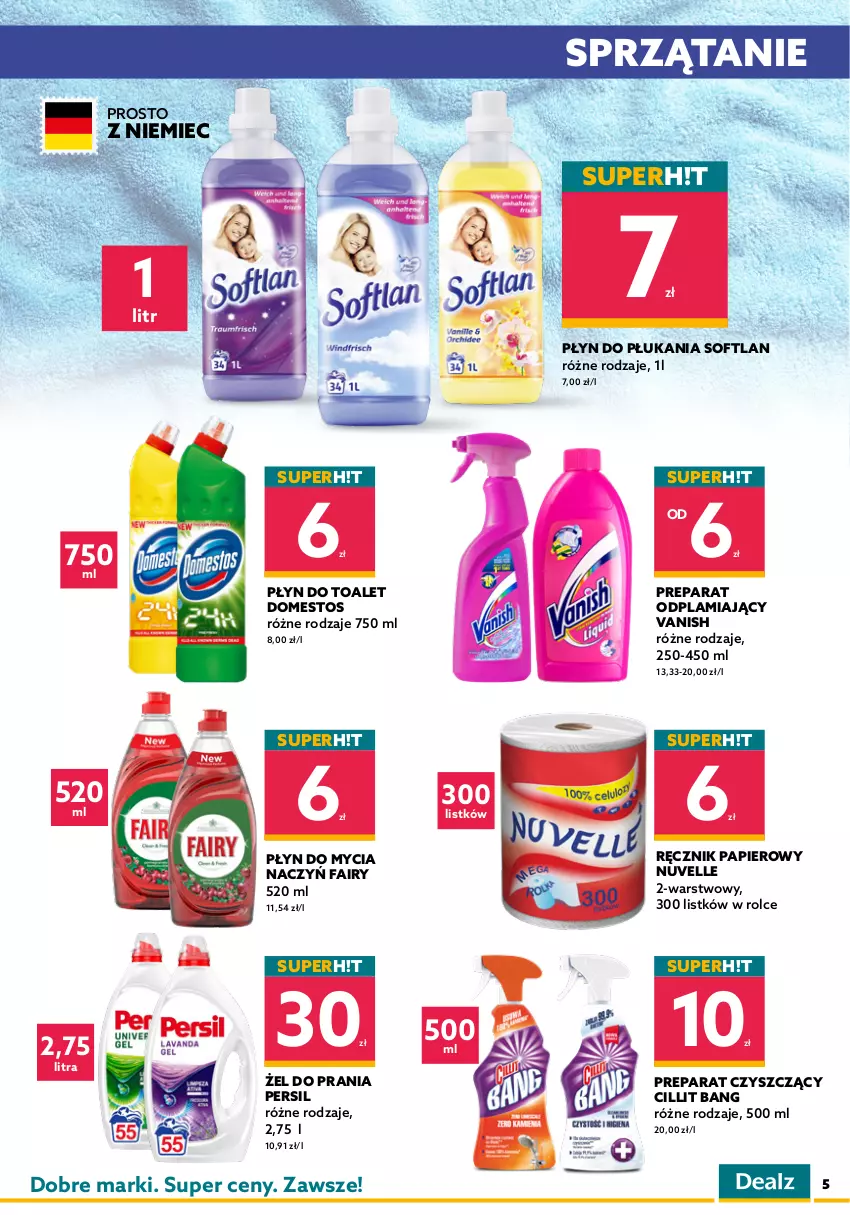 Gazetka promocyjna Dealz - Gazetka na otwarcie - Siedlce - ważna 19.11 do 03.12.2021 - strona 5 - produkty: Chusteczki, Cillit Bang, Colgate, Do mycia naczyń, Domestos, Dozownik, Fa, Fairy, Gillette, LG, Mydło, Mydło w płynie, Nivea, Odżywka, Papier, Pasta do zębów, Persil, Pianka do golenia, Płyn do mycia, Płyn do mycia naczyń, Płyn do płukania, Ręcznik, Sprzątanie, Suchy szampon, Szampon, Vanish