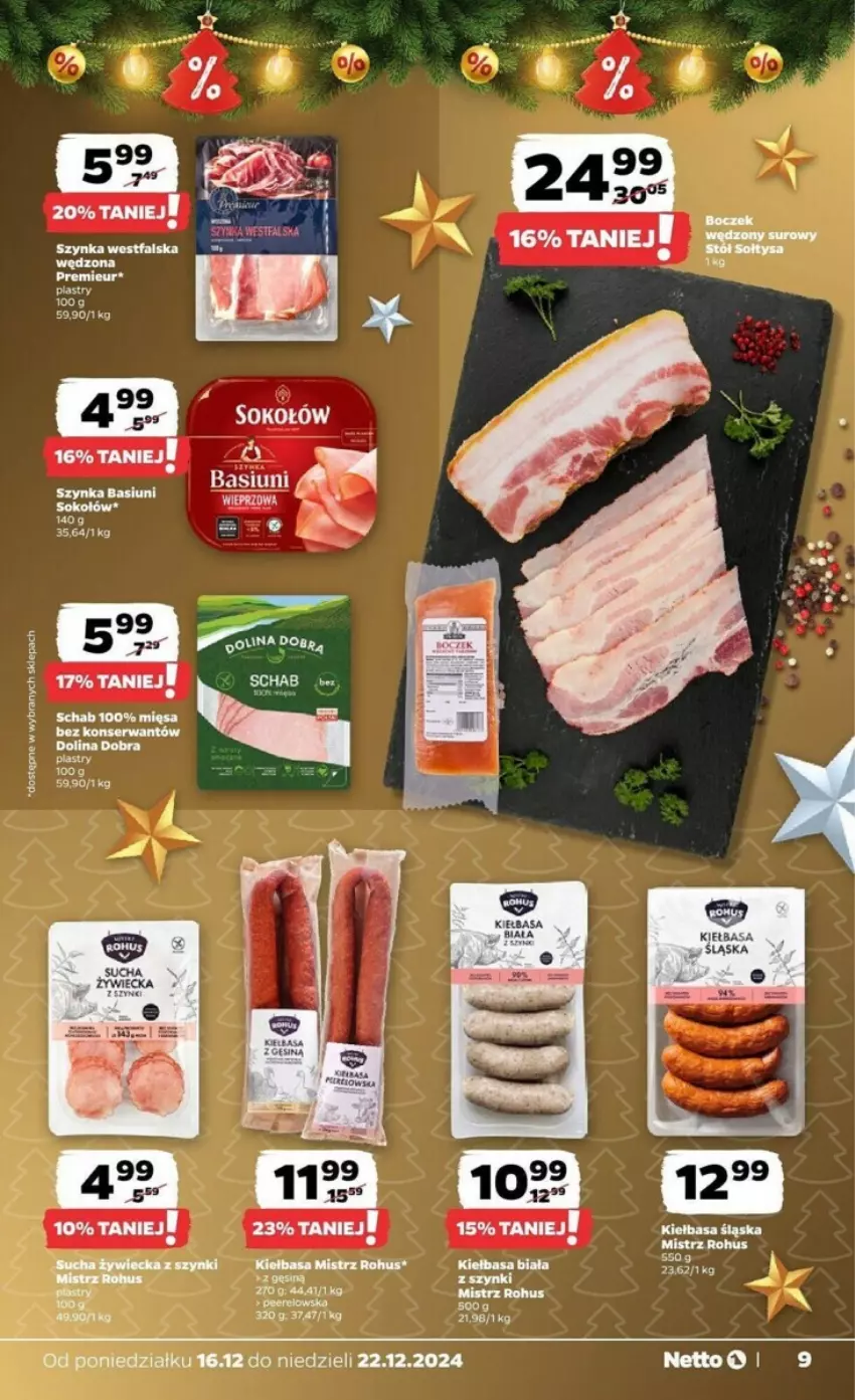 Gazetka promocyjna Netto - ważna 16.12 do 22.12.2024 - strona 29 - produkty: Fa, Kiełbasa, Kiełbasa biała, LG, Olej, Ser, Sok, Sokołów, Szynka