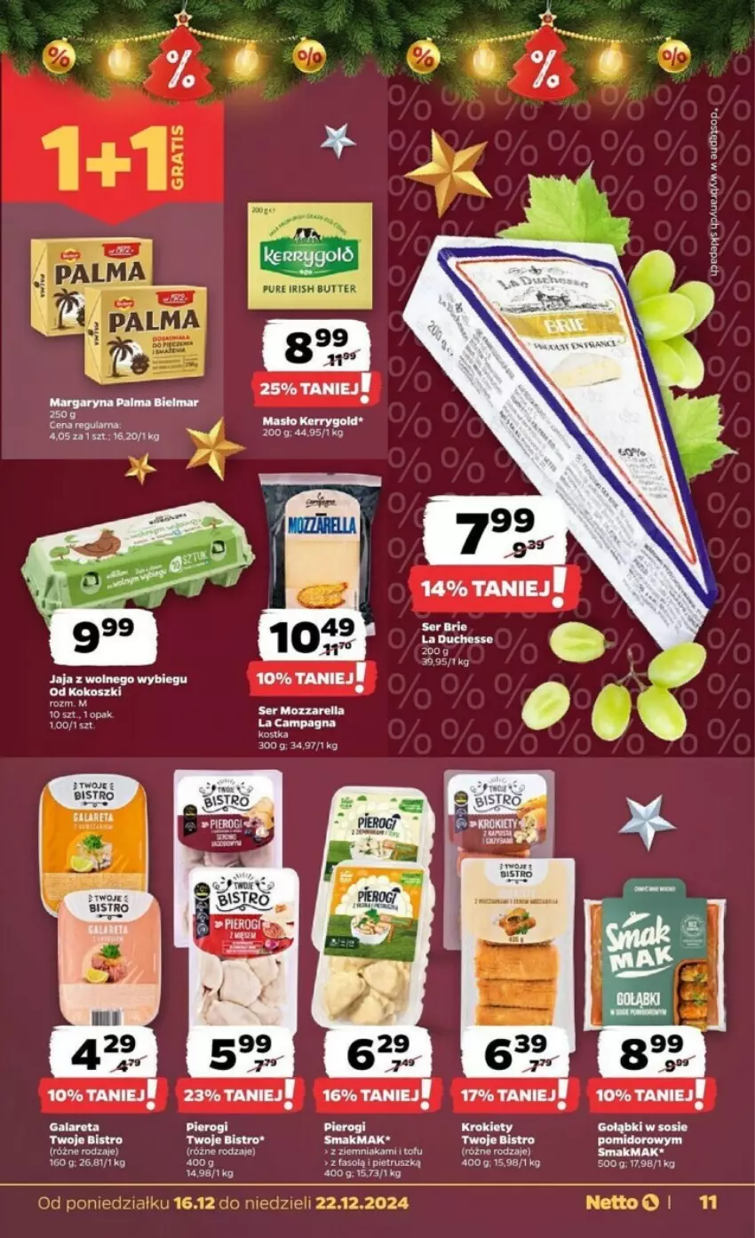 Gazetka promocyjna Netto - ważna 16.12 do 22.12.2024 - strona 3 - produkty: Fa, Gala, Jaja, Jaja z wolnego wybiegu, Kokos, Kosz, Krokiety, Masło, Mozzarella, Pierogi, Sos, Tofu