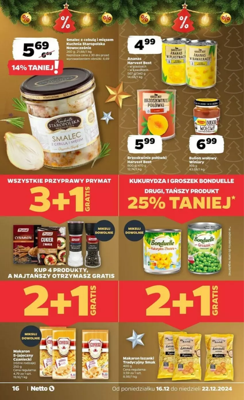 Gazetka promocyjna Netto - ważna 16.12 do 22.12.2024 - strona 8 - produkty: Bonduelle, Bulion, Gra, Groszek, Kawa, Kuchnia, Kuchnia Staropolska, Kukurydza, LG, Lion, Makaron, Olej, Prymat, Przyprawy, Ser, Winiary