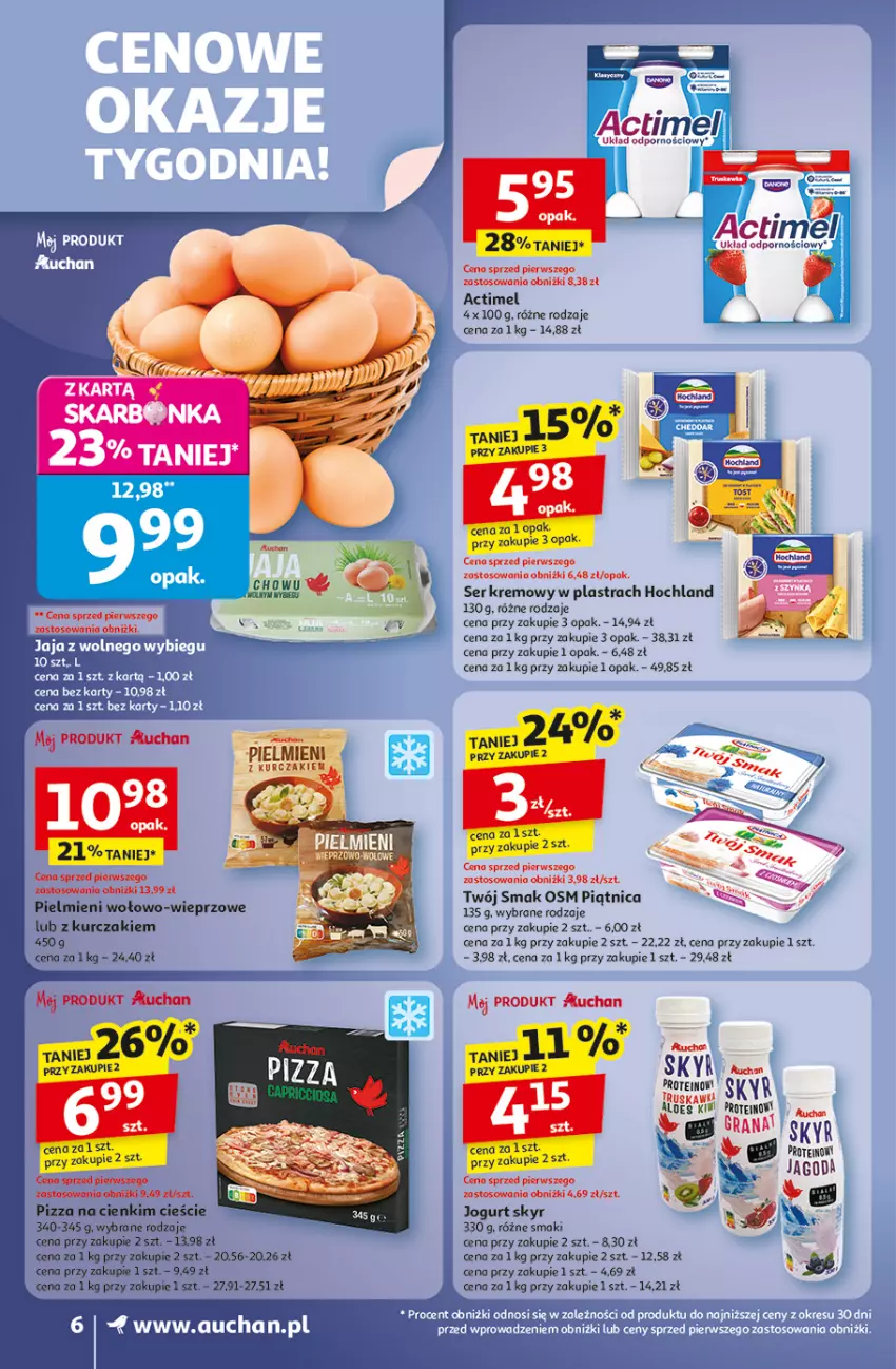 Gazetka promocyjna Auchan - Wielkie przeboje cenowe Supermarket - ważna 02.10 do 08.10.2025 - strona 6 - produkty: Actimel, Fa, Gra, Hochland, Jogurt, Kurczak, Piątnica, Pizza, Por, Rum, Ser, Twój Smak