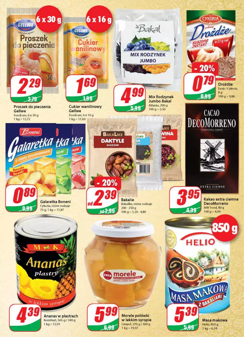 Gazetka promocyjna Dino - Gazetka - ważna 24.03 do 30.03.2021 - strona 7 - produkty: Ananas, Ananas w plastrach, Cukier, Cukier wanilinowy, Drożdże, Gala, Galaretka, Helio, Kakao, Piec, Por, Proszek do pieczenia, Syrop