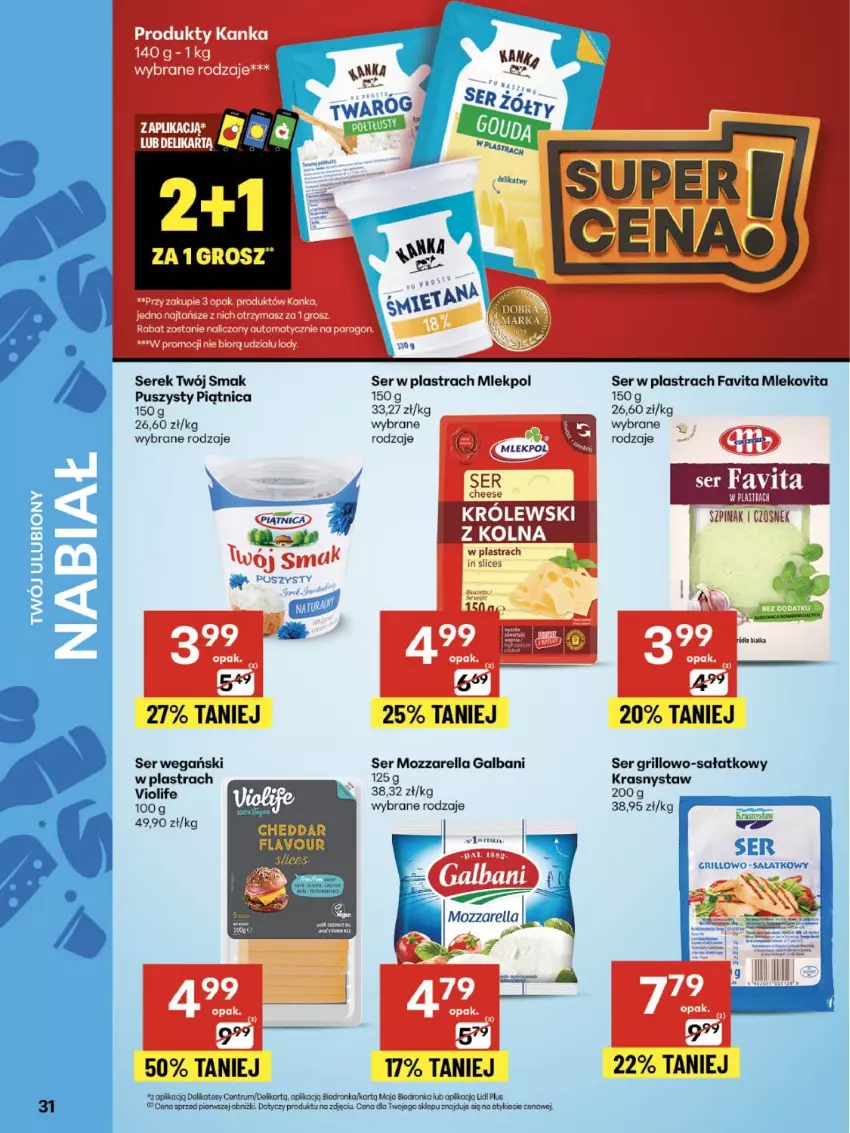 Gazetka promocyjna Delikatesy Centrum - Franczyza DC35 Czwartek - ważna 28.08 do 03.09.2025 - strona 31 - produkty: Czosnek, Fa, Favita, Galbani, Grill, Królewski, Mleko, Mlekovita, Mozzarella, Piątnica, Rum, Sałat, Ser, Serek, Szpinak, Twój Smak