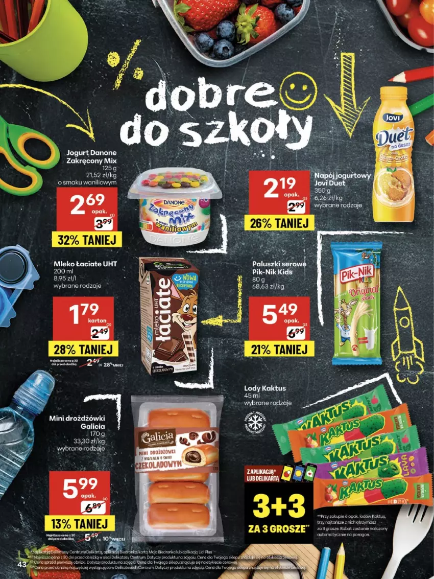 Gazetka promocyjna Delikatesy Centrum - Franczyza DC35 Czwartek - ważna 28.08 do 03.09.2025 - strona 43 - produkty: Danone, Jogurt, Kaktus, Lody, Mleko, Rum, Ser