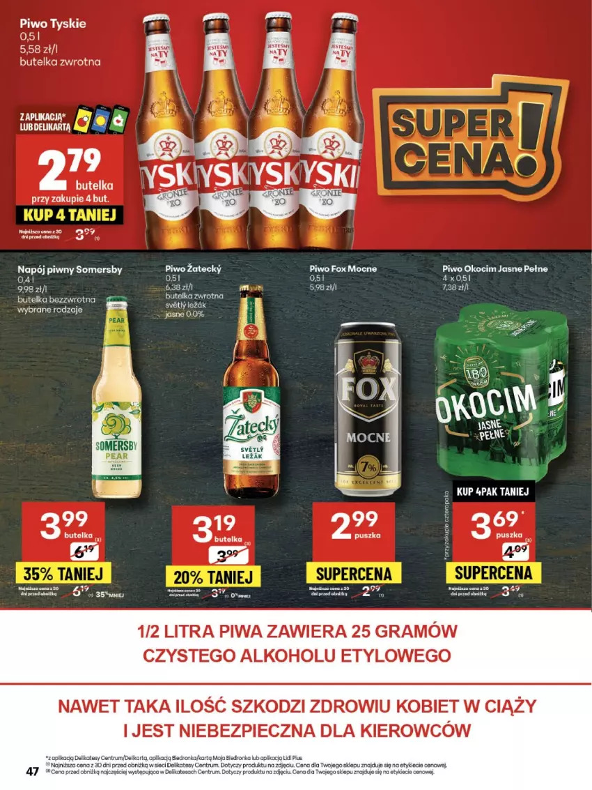 Gazetka promocyjna Delikatesy Centrum - Franczyza DC35 Czwartek - ważna 28.08 do 03.09.2025 - strona 47 - produkty: Gra, Napój, Piec, Piwa, Piwo, Rum, Somersby, Tyskie