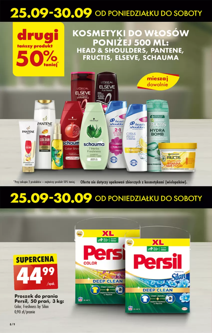 Gazetka promocyjna Biedronka - Od poniedzialku - ważna 25.09 do 30.09.2023 - strona 8 - produkty: Elseve, Fa, Fructis, Pantene, Persil, Por, Proszek do prania, Schauma, Silan