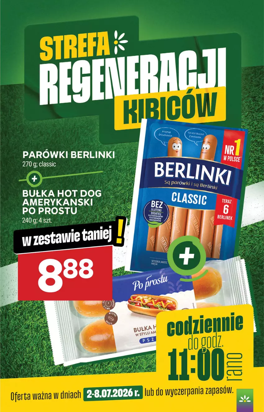 Gazetka promocyjna Stokrotka - Express - ważna 02.07 do 08.07.2026 - strona 3 - produkty: Berlinki, Bułka, Hot dog, Parówki