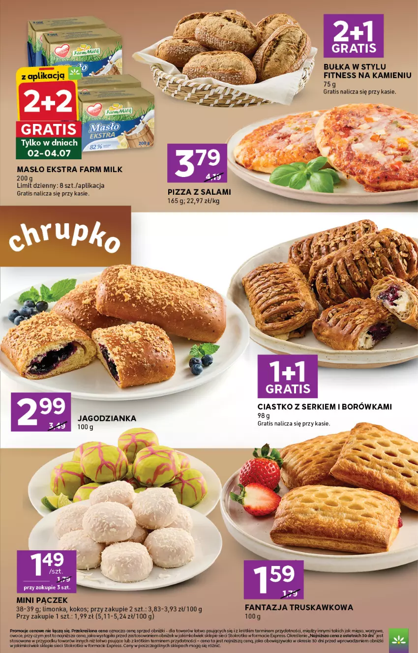 Gazetka promocyjna Stokrotka - Express - ważna 02.07 do 08.07.2026 - strona 5 - produkty: Borówka, Bułka, Fa, Fanta, Farm Milk, Gra, Kokos, Limonka, Masło, Mięso, Pączek, Pizza, Salami, Ser