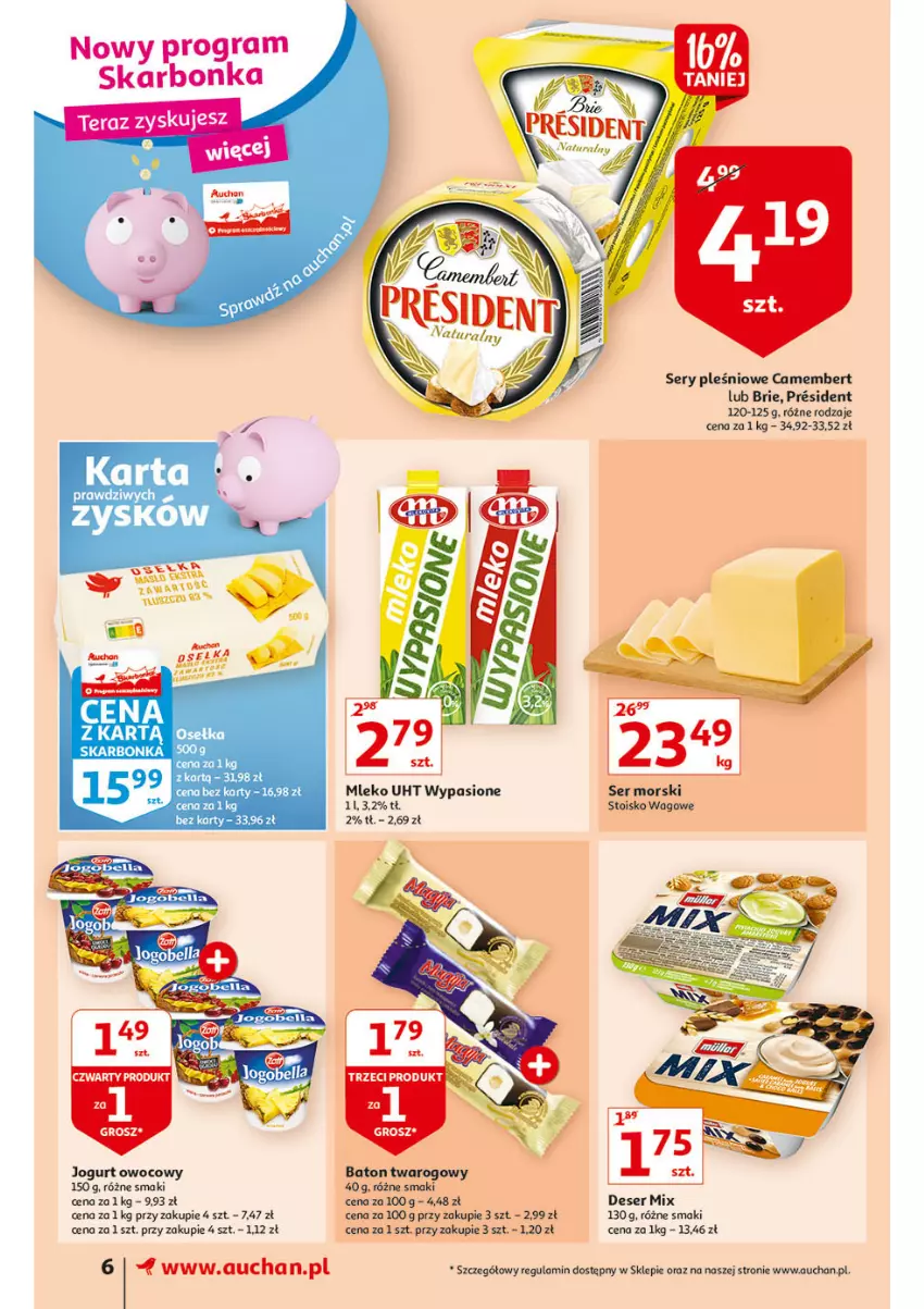 Gazetka promocyjna Auchan - przeNISKIE CENY 1001drobiazgów Supermarkety - ważna 04.02 do 09.02.2022 - strona 6 - produkty: Baton, Brie, Camembert, Deser, Gra, Jogurt, Jogurt owocowy, Mleko, Ser, Tera