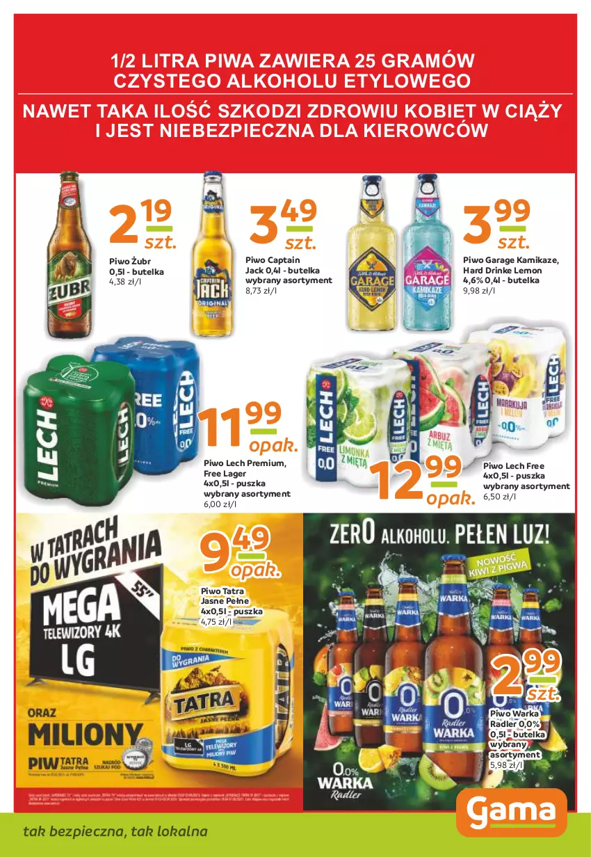 Gazetka promocyjna Gama - Gazetka Gama - ważna 15.04 do 25.04.2021 - strona 11 - produkty: Captain Jack, Gra, Lech Premium, Piec, Piwa, Piwo, Radler, Tatra, Warka