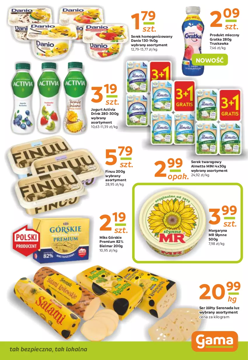 Gazetka promocyjna Gama - Gazetka Gama - ważna 15.04 do 25.04.2021 - strona 7 - produkty: Activia, Almette, Danio, Finuu, Gra, Jogurt, Margaryna, Piec, Ser, Serek, Serek homogenizowany, Serek twarogowy, Słynne