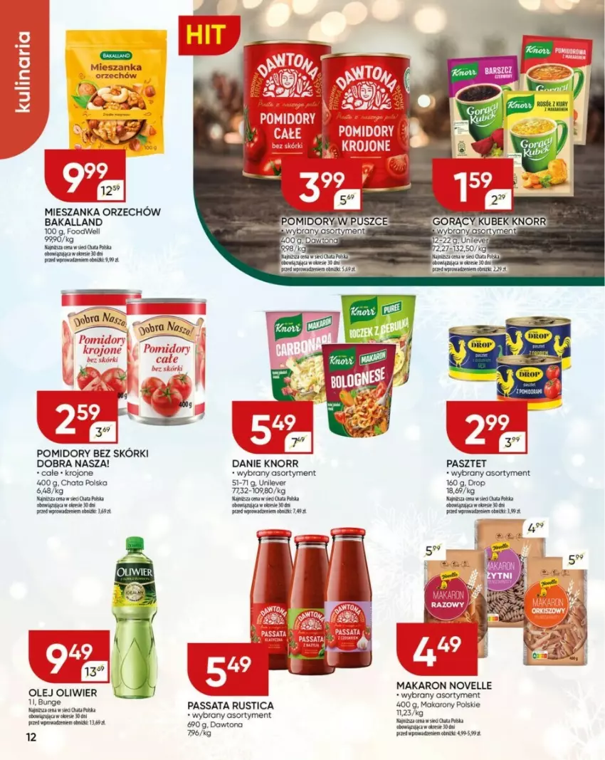 Gazetka promocyjna Chata Polska - ważna 09.01 do 15.01.2025 - strona 4 - produkty: Bakalland, Dawtona, Knorr, Makaron, Pasztet, Pomidory, Pur, Rust