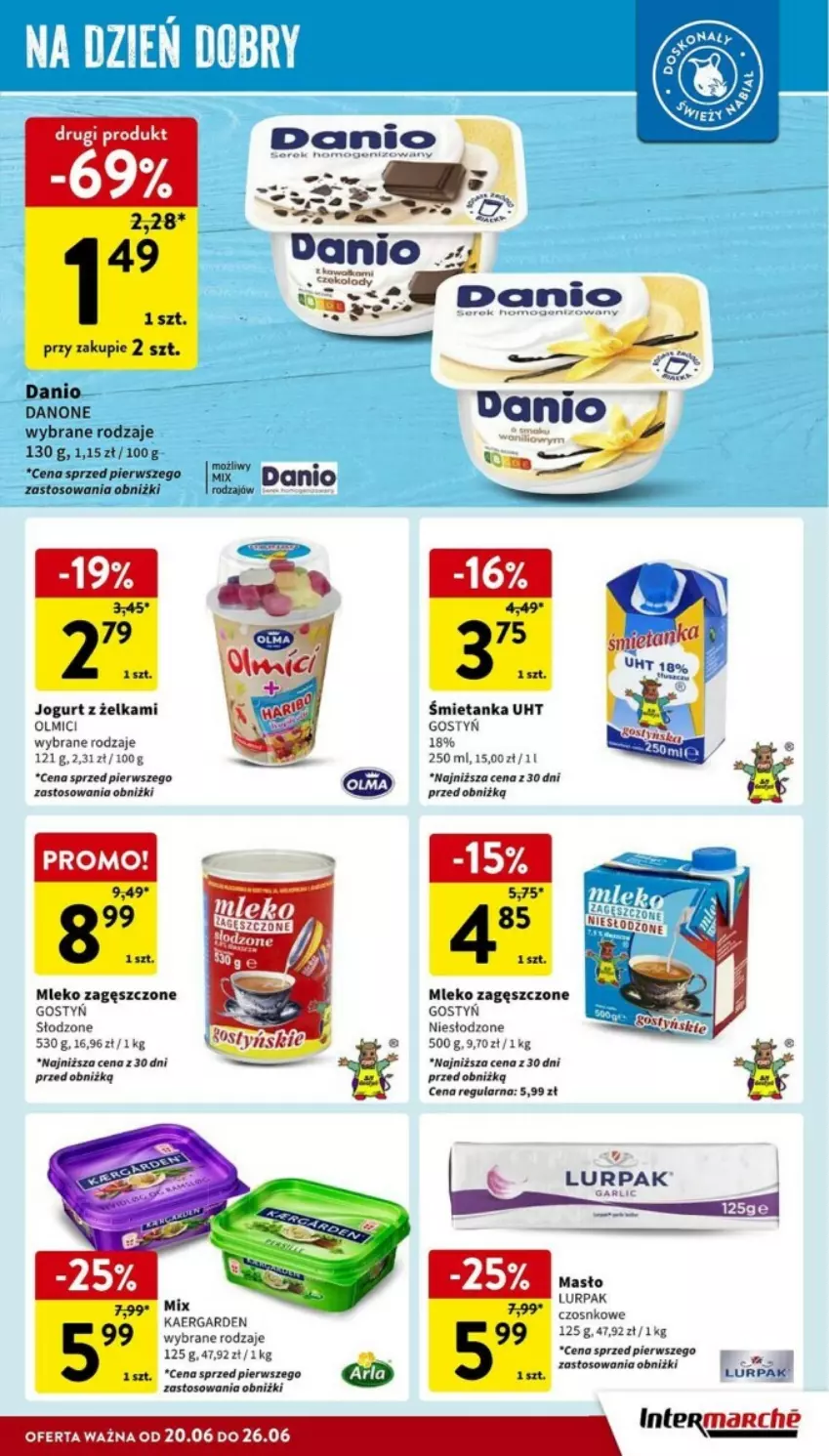 Gazetka promocyjna Intermarche - ważna 20.06 do 26.06.2024 - strona 14 - produkty: Danio, Danone, Jogurt, Lurpak, Mleko, Mleko zagęszczone, Tera