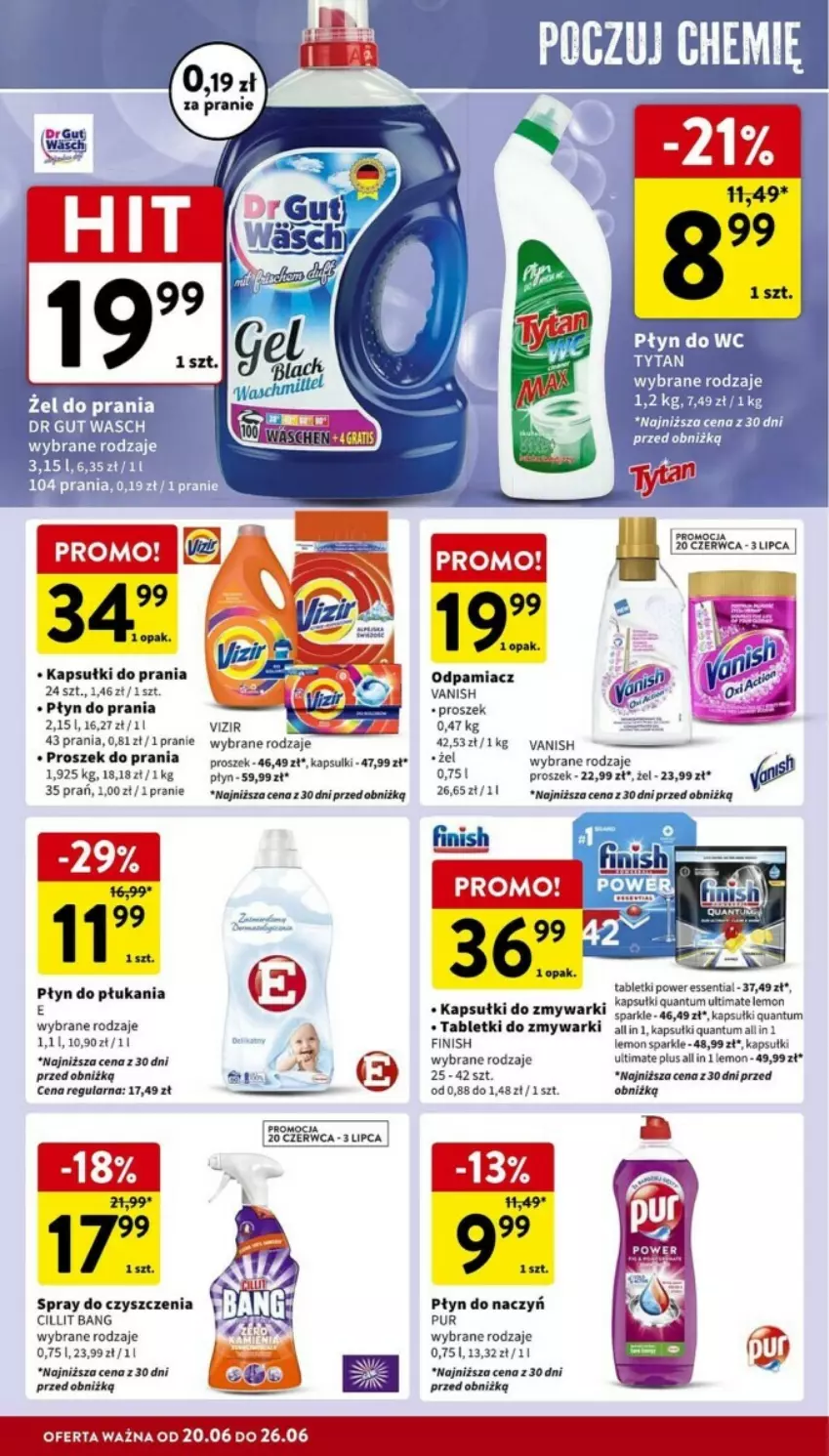 Gazetka promocyjna Intermarche - ważna 20.06 do 26.06.2024 - strona 28 - produkty: Finish, Płyn do płukania, Płyn do prania, Por, Proszek do prania, Spray do czyszczenia, Tablet, Vanish, Zmywarki