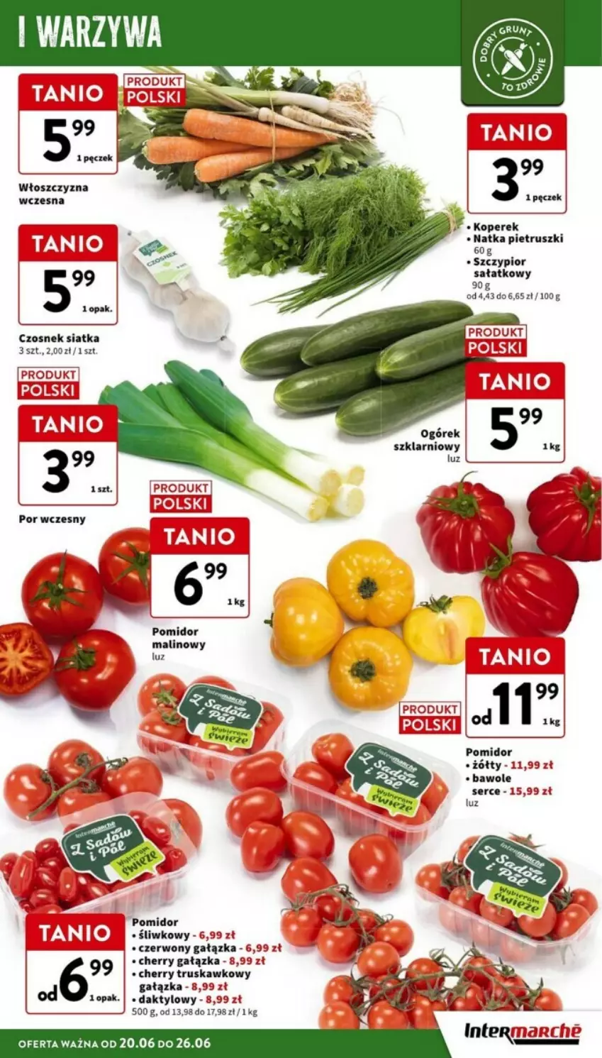 Gazetka promocyjna Intermarche - ważna 20.06 do 26.06.2024 - strona 5 - produkty: Czosnek, Natka pietruszki, Sałat, Ser, Siatka, Warzywa