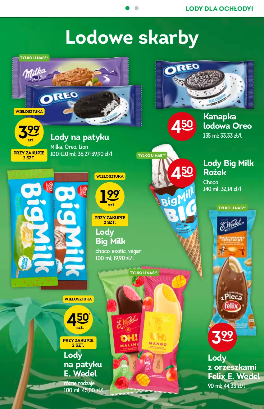 Gazetka promocyjna Żabka - ważna 21.07 do 03.08.2021 - strona 10 - produkty: Big Milk, E. Wedel, Felix, Lion, Lody, Milka, O nas, Oreo