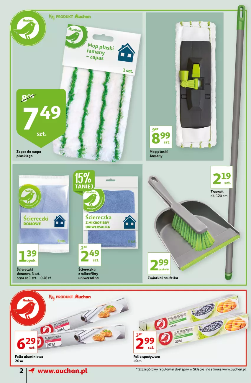 Gazetka promocyjna Auchan - Porządki Supermarkety - ważna 16.09 do 25.09.2021 - strona 2 - produkty: Folia aluminiowa, Mop, Szufelka