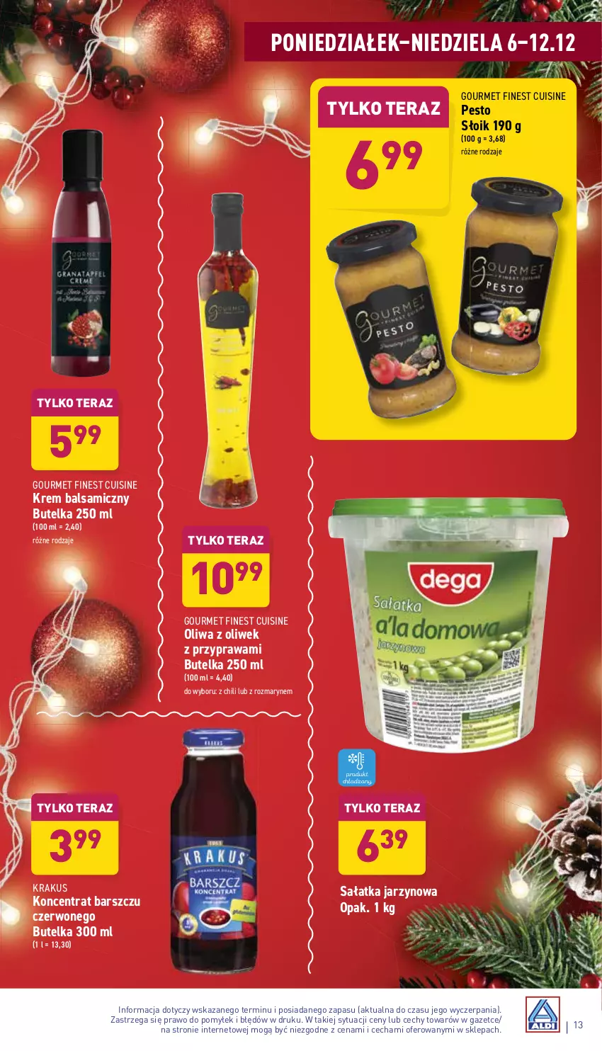 Gazetka promocyjna Aldi - Katalog spożywczy - ważna 06.12 do 12.12.2021 - strona 13 - produkty: Krakus, Oliwa z oliwek, Pesto, Sałat, Sałatka, Tera