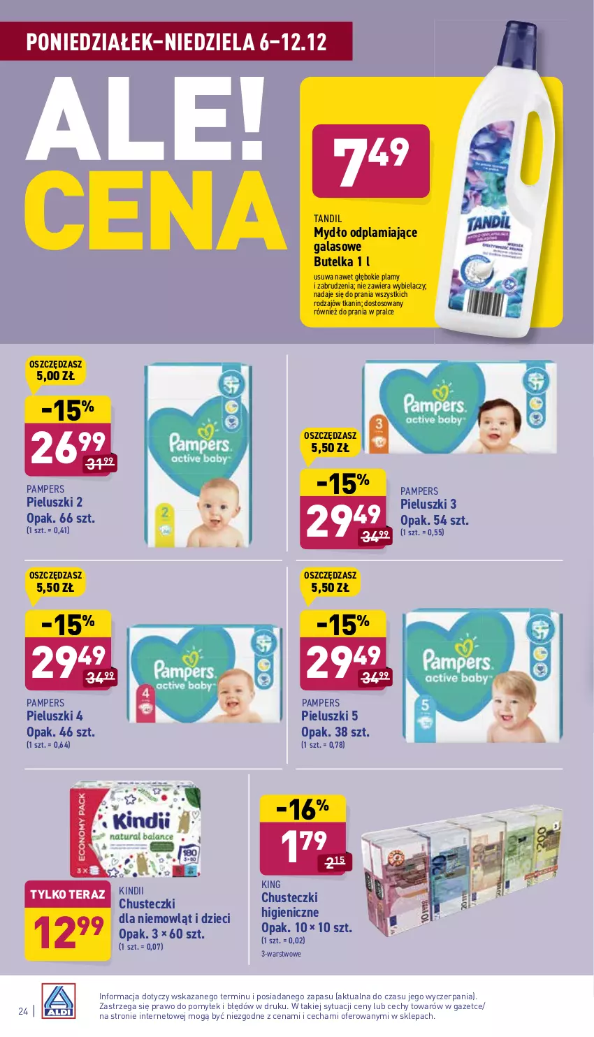 Gazetka promocyjna Aldi - Katalog spożywczy - ważna 06.12 do 12.12.2021 - strona 24 - produkty: Chusteczki, Dzieci, Gala, Kindii, Mydło, Pampers, Tera