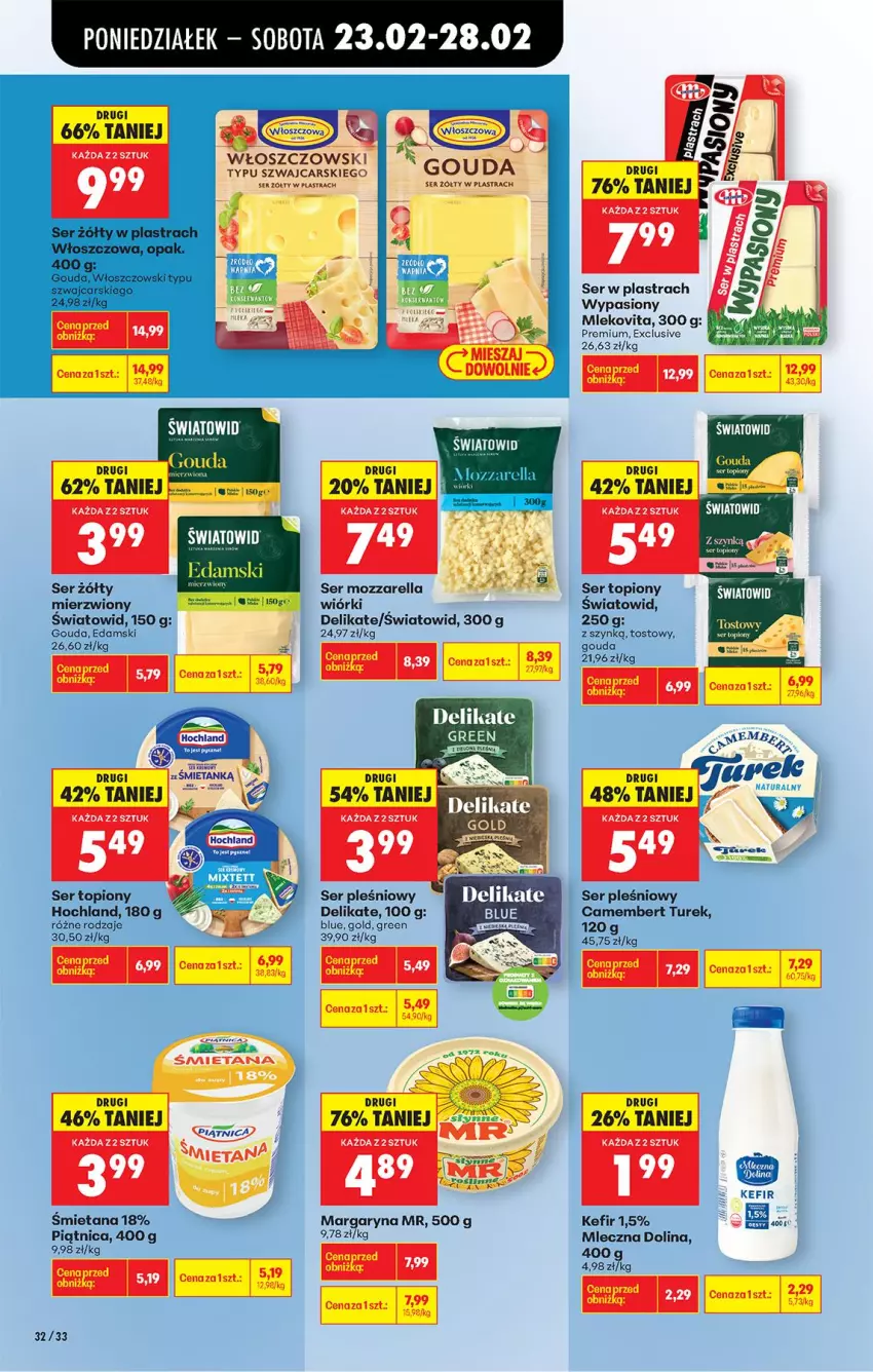 Gazetka promocyjna Biedronka - Od Poniedziałku - ważna 23.02 do 28.02.2026 - strona 36 - produkty: Camembert, Cars, Edam, Gouda, Kefir, Margaryna, Mleko, Mlekovita, Mozzarella, Ser, Ser pleśniowy, Ser topiony, Top