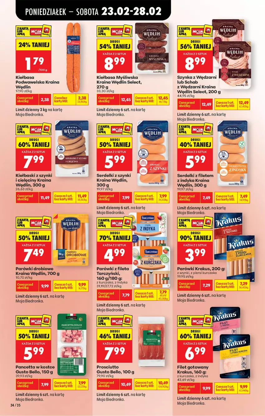 Gazetka promocyjna Biedronka - Od Poniedziałku - ważna 23.02 do 28.02.2026 - strona 38 - produkty: Bell, Kiełbasa, Kiełbasa podwawelska, Krakus, Kurczak, Parówki, Prosciutto, Ser, Serdelki, Szynka, Tarczyński, Wawel