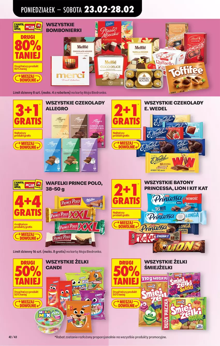 Gazetka promocyjna Biedronka - Od Poniedziałku - ważna 23.02 do 28.02.2026 - strona 46 - produkty: Allegro, Baton, E. Wedel, Gra, Kit Kat, Lion, Por, Prince Polo, Princessa